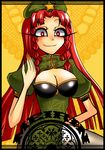  bad_id bad_pixiv_id braid breasts china_dress chinese_clothes cleavage cleavage_cutout dress hat hong_meiling hoshi_nawoki large_breasts long_hair red_eyes red_hair solo touhou twin_braids 