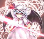  bad_id bad_pixiv_id blue_hair demon_wings hat hexagram lightning red_eyes remilia_scarlet solo spear_the_gungnir takemori_shintarou touhou wings 