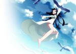  ass bad_id bad_pixiv_id barefoot bird black_hair cloud day dress feet flying long_hair midair mono shadow_of_the_colossus sky soles solo tensugi_takashi toes upskirt 