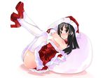  akiyama_mio bad_id bad_pixiv_id black_eyes black_hair blush breasts dress elbow_gloves gloves hat k-on! kazuha_nanako large_breasts long_hair sack santa_costume santa_hat solo thighhighs 