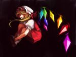  bad_id bad_pixiv_id blonde_hair face flandre_scarlet glowing glowing_eyes hat leg_hug one_side_up ponytail red_eyes short_hair sitting solo tetsuko_(tetsuko009) touhou wings 