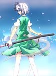  bad_id bad_pixiv_id blue_eyes ghost hairband highres hitodama katana konpaku_youmu konpaku_youmu_(ghost) kuroi_hitsuji ribbon sheath sheathed short_hair silver_hair solo sword touhou weapon 