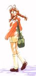  akamatsu_ken antenna_hair bag duffel_bag glasses long_hair loose_socks love_hina narusegawa_naru opaque_glasses orange_hair socks solo 