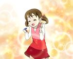  animated animated_gif brown_hair c_(neta) castanets dancing doujima_nanako instrument k-on! lowres parody persona persona_4 solo twintails un_tan 