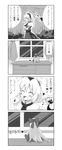  4koma :d alice_margatroid blush_stickers comic directional_arrow doll eighth_note greyscale hairband highres hourai_doll monochrome morino_hon multiple_girls music musical_note open_mouth shanghai_doll short_hair singing smile spoken_musical_note touhou translated 