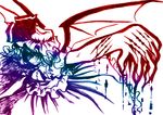 bat_wings blood fuu_(futian) hair_over_eyes hat ink_(medium) remilia_scarlet solo touhou traditional_media wings 