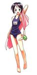  akamatsu_ken barefoot black_hair bob_cut legs love_hina maehara_shinobu one-piece_swimsuit school_swimsuit short_hair solo swimsuit 