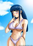  bikini blue_hair blush breasts hyuuga_hinata kzuya large_breasts long_hair naruto_(series) naruto_shippuuden solo swimsuit 