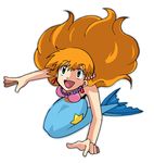  :d alternate_costume alternate_hairstyle artist_request bikini earrings floating_hair from_above green_eyes gym_leader hair_ornament jewelry kasumi_(pokemon) long_hair looking_up mermaid mermaid_kasumi_(pokemon) monster_girl monsterification necklace open_mouth orange_hair pokemon pokemon_(anime) simple_background smile solo star swimsuit white_background 