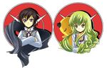  1girl c.c. cape cheese-kun code_geass green_hair lelouch_lamperouge long_hair meimi_k parody pizza_hut spice_and_wolf yellow_eyes younger 