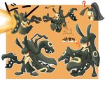  beam evolution extra_mouth gen_3_pokemon mawile no_humans pokemon pokemon_(creature) red_eyes teeth translation_request ukan_muri 