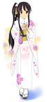  akiyama_mio black_eyes black_hair highres japanese_clothes k-on! kimono long_hair ponytail side_ponytail solo sumomo_(tyc78503012) white_kimono 