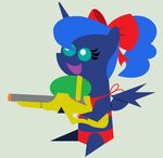  blue_eyes blue_fur bow equine evilfrenzy female feral friendship_is_magic fur horn horse mammal my_little_pony plain_background pony ponytail princess_luna_(mlp) solo winged_unicorn wings 
