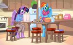  anthro anthrofied blue_body book dice duo equine female friendship_is_magic gaming hair horn kitchen long_hair mammal miniature multi-colored_hair my_little_pony mysticalpha pegasus pencil plant purple_body purple_hair rainbow_dash_(mlp) rainbow_hair rainbow_tail role-playing_game stool table twilight_sparkle_(mlp) winged_unicorn wings 