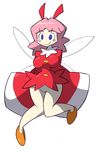  bad_source breasts cleft_of_venus dress fairy kirby_(series) kirby_64 large_breasts no_panties pink_hair pussy red_dress ribbon_(kirby) shenaniganxxxa shoes short_hair solo wings 