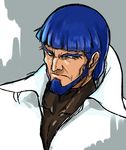  blue_hair densetsu_kyojin_ideon doba_ajiba facial_hair green_eyes male male_focus solo umiushi umiushi1974 