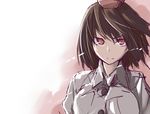  brown_hair hat kamukamu_(ars) looking_at_viewer red_eyes serious shameimaru_aya short_hair sketch solo tokin_hat touhou 