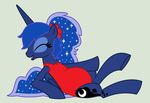  blue_fur blue_hair cutie_mark equine evilfrenzy eyes_closed female feral friendship_is_magic fur hair horn horse mammal my_little_pony open_mouth plain_background pony ponytail pregnant princess_luna_(mlp) solo swimsuit winged_unicorn wings 