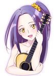  acoustic_guitar guitar instrument kurokawa_eren long_hair looking_at_viewer nude precure purple_hair seiren_(suite_precure) shin_(irowanioedo) smile solo suite_precure yellow_eyes 