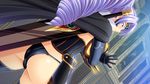  armor ass belladonna_mordelhyde blush breasts cape chijoku_no_onna_kishi drill_hair game_cg large_breasts lune purple_hair serious solo sword 