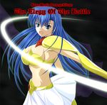  armor asou_yuuko banned_artist bikini_armor blue_eyes blue_hair hiviki_n'alchemy mugen_senshi_valis red_scarf scarf solo telenet valis 
