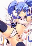  bed_sheet blue_eyes blue_hair blush boots bra breasts condom condom_in_mouth crown cure_princess elbow_gloves eyebrows gloves hair_ribbon halterneck happinesscharge_precure! long_hair magical_girl mouth_hold navel panties panty_lift precure ribbon shirayuki_hime sidelocks small_breasts solo spread_legs string_panties string_pull sweat tasaka_shinnosuke thick_eyebrows thighhighs twintails underwear underwear_only white_bra white_panties 