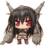  :&lt; @_@ bare_shoulders black_hair blush chibi elbow_gloves full_body gloves hairband headgear kantai_collection long_hair nagato_(kantai_collection) naturalton red_eyes skirt solo thighhighs transparent_background turret 