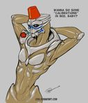  animated blue_eyes calibrations english_text fez flower garrus_vakarian grey_background izra looking_at_viewer male mass_effect meme nude plain_background pose raised_eyebrow rose seductive solo suggestive text turian 