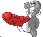  anthro armpits balls biceps big_balls big_muscles big_penis canine erection fur grey_body grey_fur hair hands_behind_head humanoid_penis hyper hyper_balls hyper_penis long_hair male mammal muscles nintendo nude pecs penis plain_background rath-raholand red_penis solo standing star_fox vein veiny_penis video_games white_background white_belly white_fur white_hair wolf wolf_o&#039;donnell wolf_o'donnell 