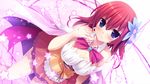  blue_eyes blush bow breasts cleavage no_game_no_life red_hair rennkuu stephanie_dora 