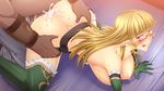  1girl blonde_hair breasts chijoku_no_onna_kishi claudia_(chijoku_no_onna_kishi) cum cum_in_pussy elf fat fat_man glasses large_breasts long_hair lune monster naughty_face pointy_ears sex 