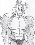  _pew anthro grey_nose grey_skin grin half-closed_eyes huskie_love looking_away looney_tunes male muscle_pepe_le_pew muscles pep&#233;_le_pew pepe_le standing topless traditional_media warner_brothers 