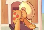  absurd_res applejack_(mlp) back_turned blonde_tail butt chicken_coop clitoral_winking clitoris cutie_mark equine female friendship_is_magic fur hair hi_res hooves horse mammal my_little_pony one_eye_closed orange_fur pony presenting pussy raised_tail ratofdrawn solo wink 