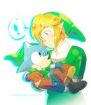  1boy blonde_hair blue_eyes carrying cosplay crossover earrings frantabulosa furry gloves hat jewelry link pointy_ears smile sonic sonic_the_hedgehog the_legend_of_zelda the_legend_of_zelda:_skyward_sword 