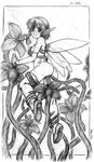  :d anal ass blush border breasts consensual_tentacles double_penetration fairy fairy_wings flower from_behind graphite_(medium) greyscale handjob harumachi_nagaaki looking_back monochrome nipples nude open_mouth original penis pointy_ears short_hair sketch small_breasts smile solo sweat tentacle_sex tentacles thighhighs traditional_media vaginal wet wings 