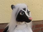  black_fur blank_stare doll eyelashes eyeshadow facial_markings fur hair hairybasketball half-closed_eyes invalid_tag kreativjunkie looking_away makeup mammal markings pink_nose poseable-doll real sculpture skunk teal_eyes twillight white_fur white_hair 