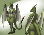  big_butt black_sclera breasts butt claws dragon female green_nipples horn marauder6272 nipples nude open_mouth solo toe_claws voluptuous wide_hips wings wyvern yellow_eyes 