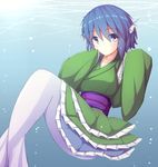  bad_id bad_pixiv_id blue_eyes blue_hair head_fins hokke_(iky9917) japanese_clothes kimono looking_at_viewer mermaid monster_girl obi sash solo touhou underwater wakasagihime 