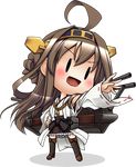  ahoge bare_shoulders blush brown_hair detached_sleeves double_bun full_body hair_ornament hairband headgear japanese_clothes kantai_collection kongou_(kantai_collection) long_hair miyatabi-touya nontraditional_miko open_mouth skirt solo thighhighs transparent_background 