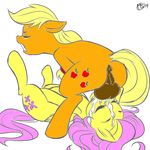  2014 applejack_(mlp) balls butt colored cum cum_on_face cutie_mark duo equine eyes_closed facefuck fellatio female feral fluttershy_(mlp) friendship_is_magic hair herm herm_on_female horse intersex legs_up lying mammal masturbation megasweet my_little_pony on_back oral oral_sex pegasus pony pussy sex sweat teeth wings 