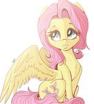  cutie_mark equine evehly female fluttershy_(mlp) friendship_is_magic fur hair long_hair looking_up mammal my_little_pony pegasus pink_hair plain_background solo white_background wings yellow_fur 