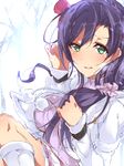  bad_id bad_pixiv_id blush breasts green_eyes hair_over_shoulder highres large_breasts long_hair looking_at_viewer love_live! love_live!_school_idol_project mope purple_hair sketch smile snow_halation solo toujou_nozomi twintails 