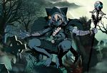  blood cape cat feline grave graveyard hair heterochromia hoodie looking_at_viewer magic magic_user male mammal necromancy night skull stitches undead unknown_artist whiskers white_hair zombie 