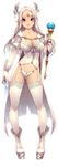  bad_id bad_pixiv_id breasts cleavage highres large_breasts long_hair navel original platform_footwear pointy_ears red_eyes silver_hair simple_background smile solo thighhighs vial wand white_hair white_legwear yin-ting_tian 
