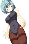  1girl eyes_closed green_hair kai leotard magical_girl pantyhose shimesaba_kohada short_hair solo walpurgis 