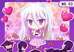  blood bow dress extra feijitian hand_to_own_mouth heart helmet long_hair no_game_no_life nosebleed number purple_eyes shiro_(no_game_no_life) silver_hair very_long_hair 