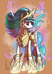  amor armor bag crown equine female fire friendship_is_magic glowing hair horn magic mammal multi-colored_hair multui-colored_hair my_little_pony portrait princess_celestia_(mlp) purple_eyes solo standing valcron winged_unicorn wings 