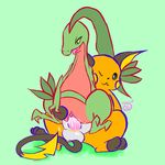  clitoris cum cum_in_pussy cum_inside duo female green_background grovyle male nintendo one_eye_closed open_mouth orgasm pcred566 penis plain_background pok&#233;mon pok&eacute;mon pussy raichu sex smile straight tongue video_games 