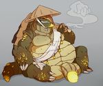  big_balls big_penis chubby darkmor erection hat huge_balls male nude paperclip_(artist) penis pipe reptile scalie seated smoking solo thick_penis turtle 