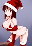  arched_back bent_over bikini black_eyes black_hair breast_hold breasts butt_crack christmas cosaten elbow_gloves fur_trim gloves hat large_breasts red_bikini red_gloves red_legwear santa_hat school_rumble short_hair solo string_bikini suou_mikoto swimsuit thighhighs 